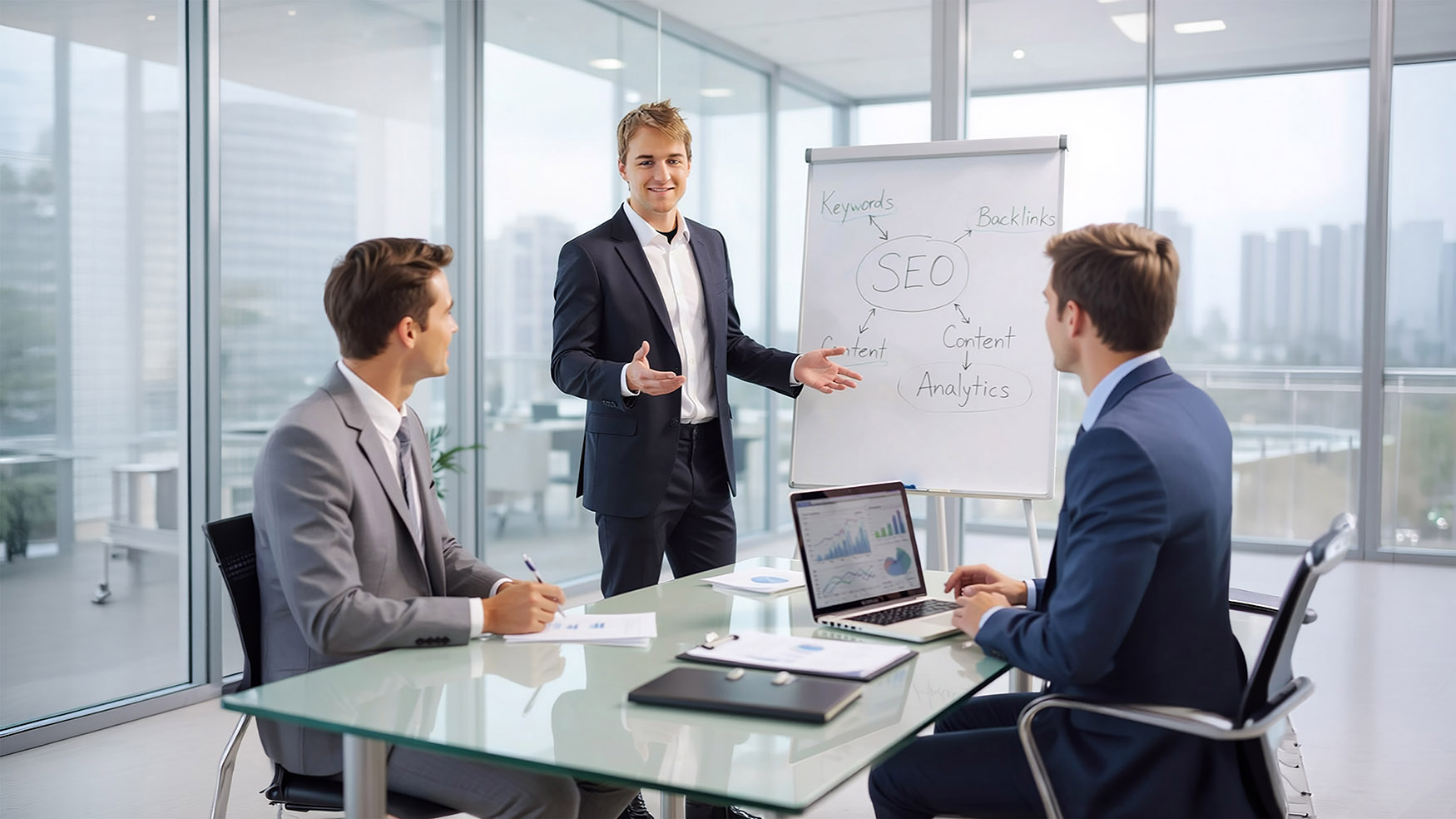 SEO-Berater in einem Meeting