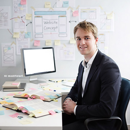 chaotischer Schreibtisch bei der Websiteerstellung